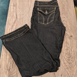 🖤 DKNY bootcut black jeans with gold thread 12